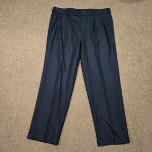 Brooks Brothers Pants Mens 36x29 Navy Blue 100% Wool Pleated Cuffed